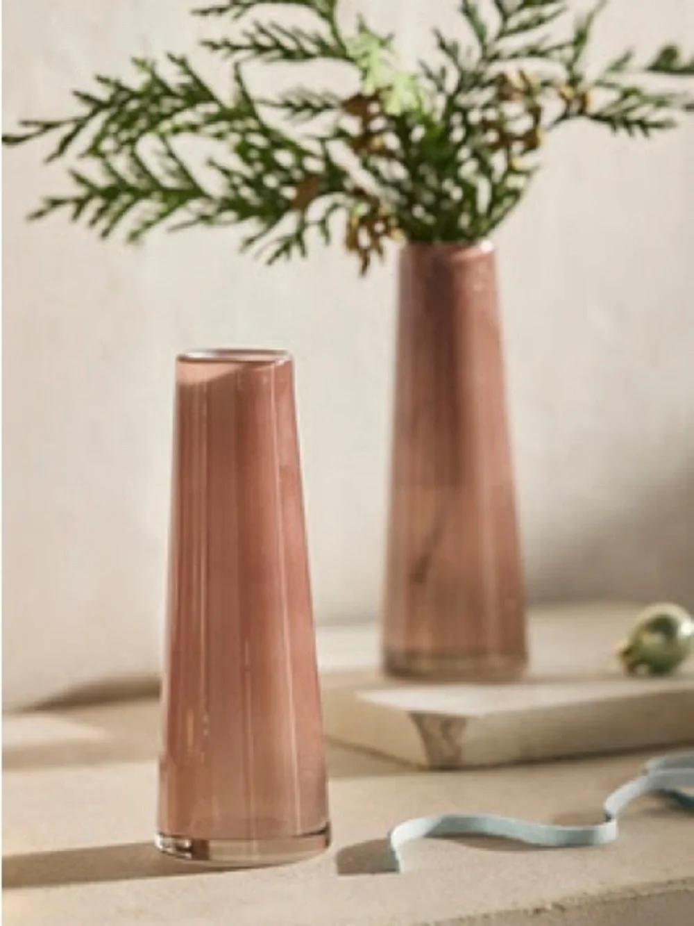 Preserved Dried Floral Bougainville in Pink-Tan Glass Vase - Home Accents